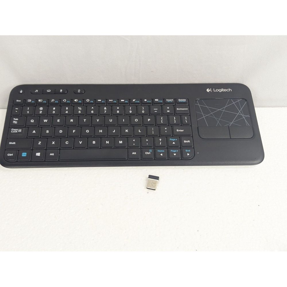 Logitech K400 Wireless Black Keyboard‎ K400r Multi-Touch Touchpad Tested & Works